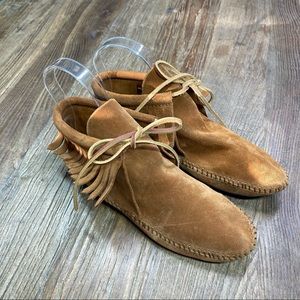 MINNETONKA CLASSIC FRINGE WESTERN BOOTIE COGNAC SIZE 7